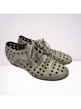 Gravity Pope Women's Gray Eyelet Oxfords Shoes